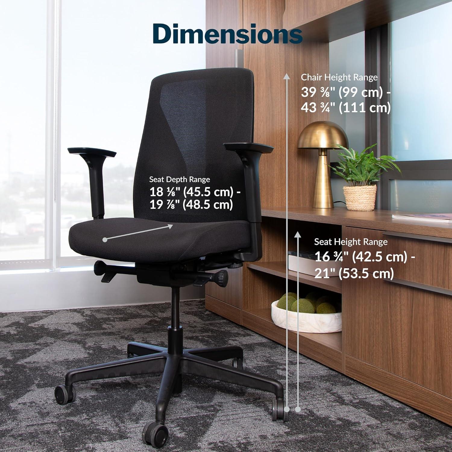 imageVari TempurPedic Ergonomic Office Chair  Mesh Back Desk Chair with Adjustable Lumbar Support Recline Seat Depth ampamp Swivel Wheels for Home Office BlackBlackBlack