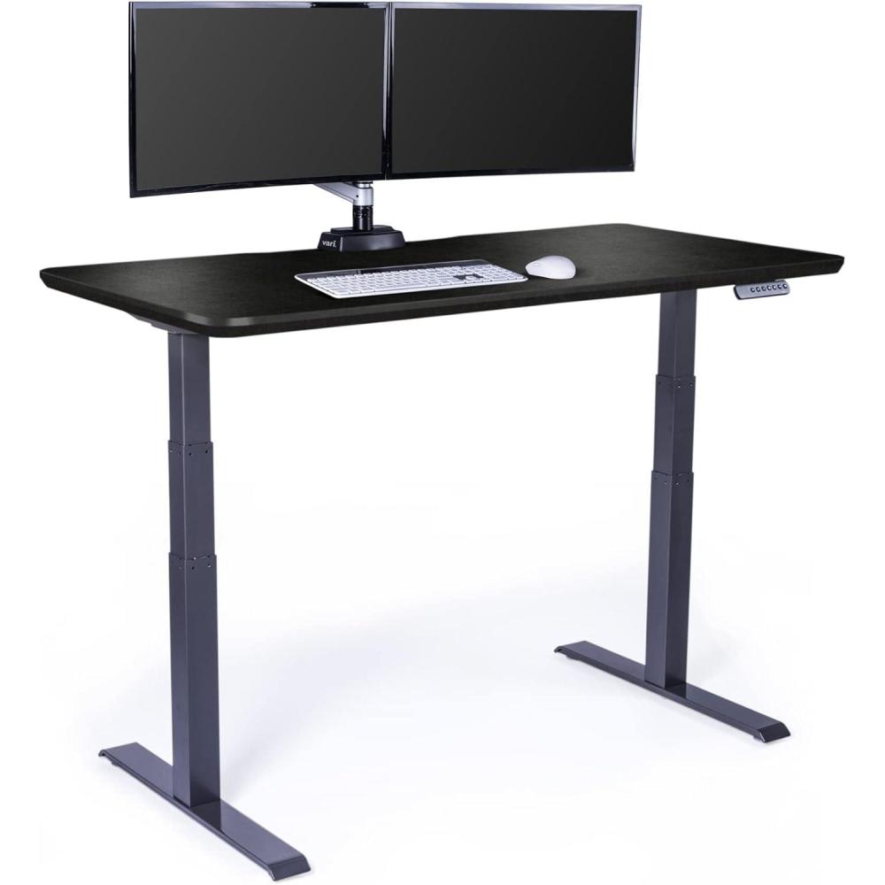 imageVari Electric Standing Desk  Varidesk Height Adjustable SitStand Desk  Dual Motor with Memory Presets Stable TStyle Legs  Gaming or Home Office Workstation  72x30 WalnutBlack