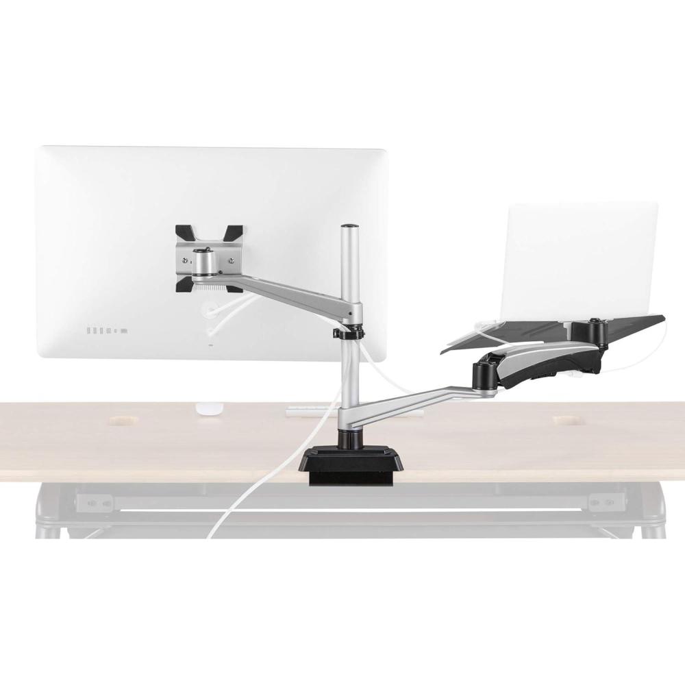 imageVari Monitor Arm ampamp Laptop Stand  VESA Compatible Mount with 360 Degree Rotation ampamp 15quot Laptop Stand with Adjustable Height Monitors up to 27 inches 198 lbs Capacity  Single Monitor ampamp Laptop Holder