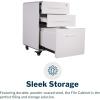 Vari File Cabinet for Office Storage with Three Drawers – Roll & Lock Caster Wheels (White)(White)