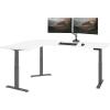 Vari ComfortEdge 80×60 L-Shape Electric Standing Desk – Height Adjustable Sit-Stand VariDesk for Corner Office with Reversible Left/Right Design + Espresso Wood Top/Slate Legs (Ships in 3 Boxes)(White)