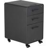 Vari File Cabinet for Office Storage with Three Drawers – Roll & Lock Caster Wheels (Charcoal-Grey)