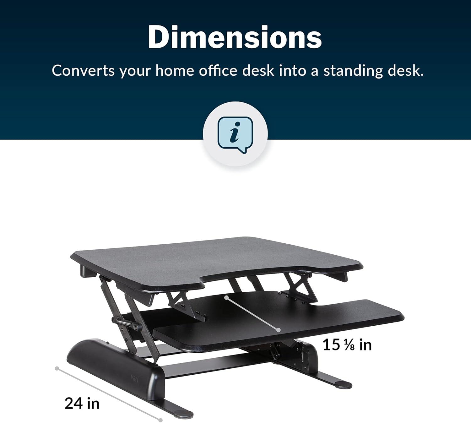 imageVari  VariDesk Essential 30  TwoTier Standing Desk Converter for Home Office  Adjustable Sit Stand Desk with 11 Height Settings  Standing Desk Riser for Monitor ampamp Accessories  30quot Wide Black30