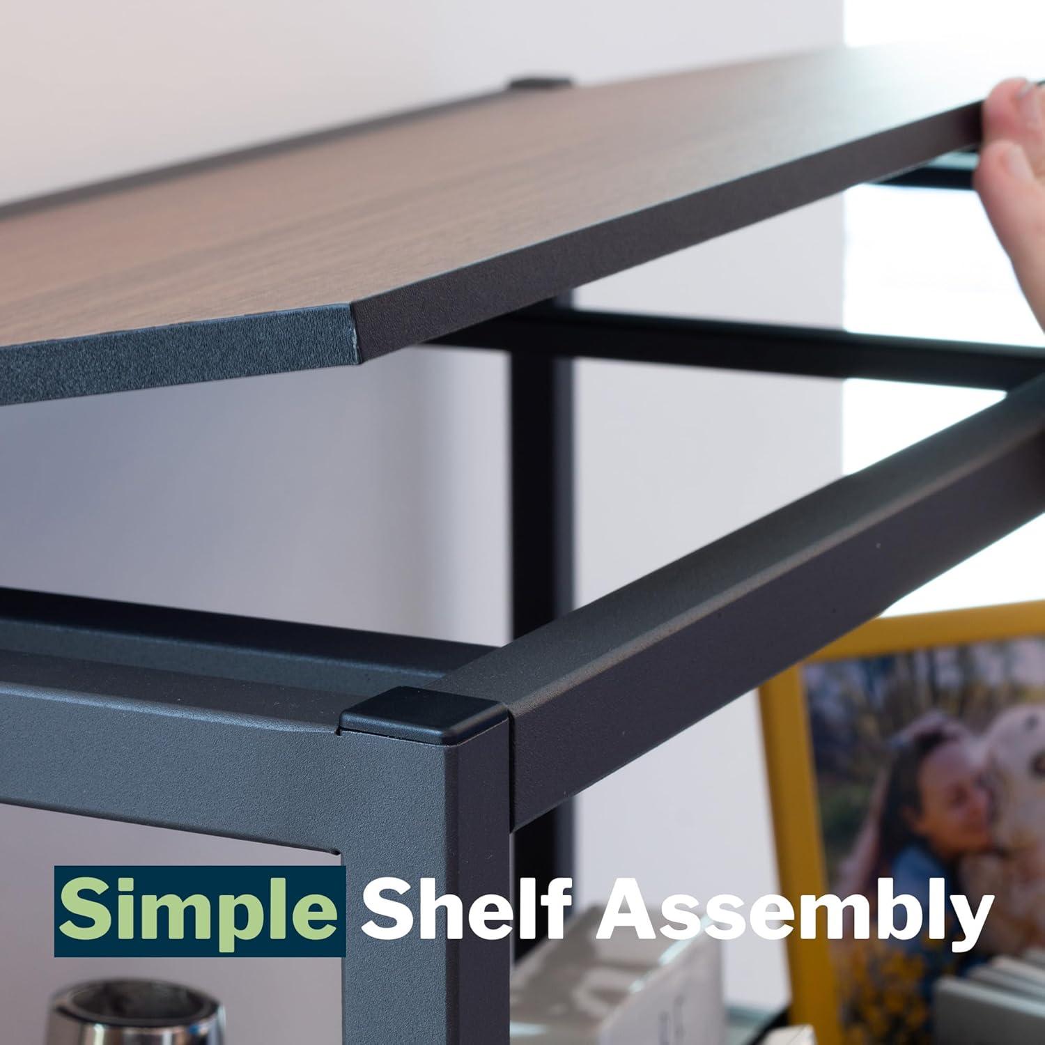 imageVari 5Tier Open Shelf Unit  Laminate Shelving and Steel Frame Tall Wide Storage Organizer for Home Office Living Room  Slim Sturdy and Stylish Modern Design  Easy Assembly  WalnutWalnut