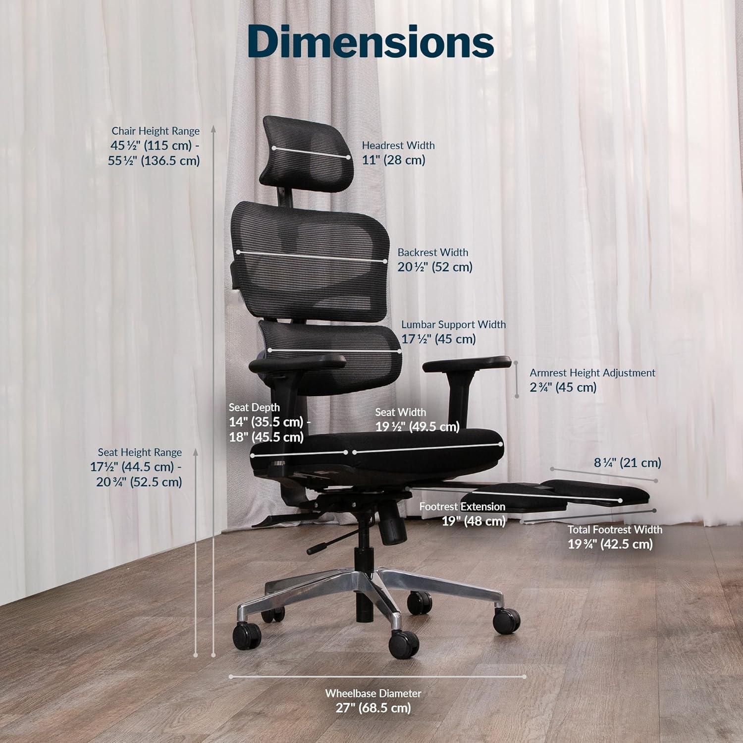 imageVari ComfortFlex Office Chair  Ergonomic Chair with Dynamic Lumbar Support  Adjustable Headrest and Retractable Leg Rest  Fully Customizable for Home or Office