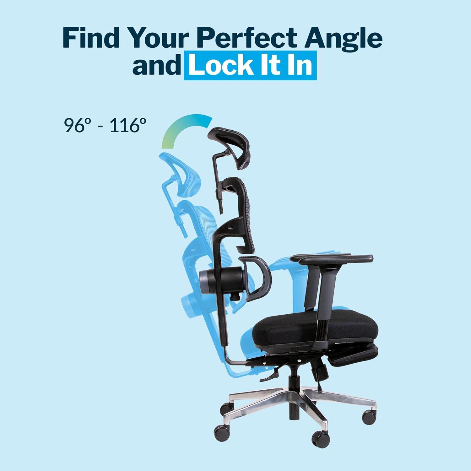imageVari ComfortFlex Office Chair  Ergonomic Chair with Dynamic Lumbar Support  Adjustable Headrest and Retractable Leg Rest  Fully Customizable for Home or Office