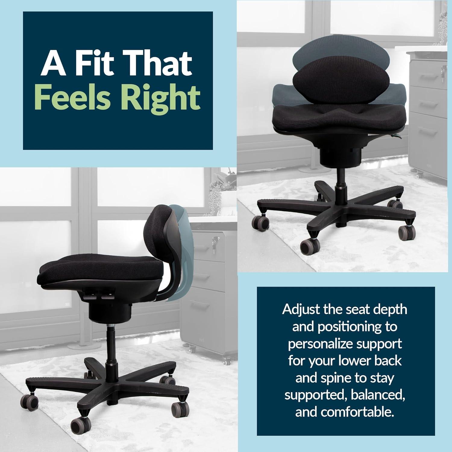 imageVari CoreChair  Ergonomic Armless Office Chair for Active Sitting Core Support ampamp Posture  Adjustable Seat Height ampamp Depth  Compact Task Chair for Home Office Desk  250 lb Capacity Black
