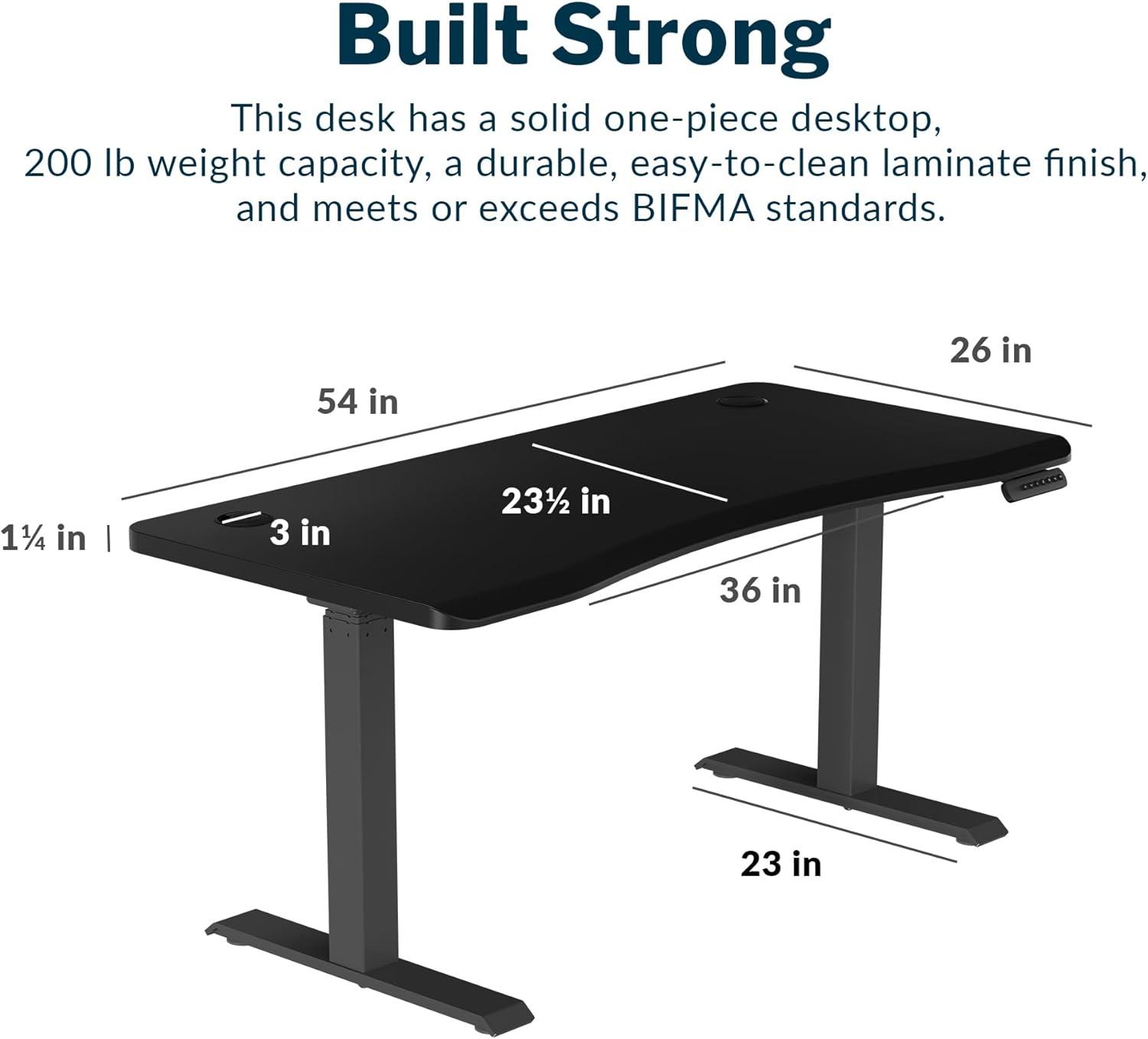 imageVari Ergo 54x26 Electric Standing Desk  Height Adjustable Sit Stand VariDesk  Curved Waterfall Edge 4 Memory Settings Quick Assembly Cable Management 200 lb Capacity  Black 2 Boxes