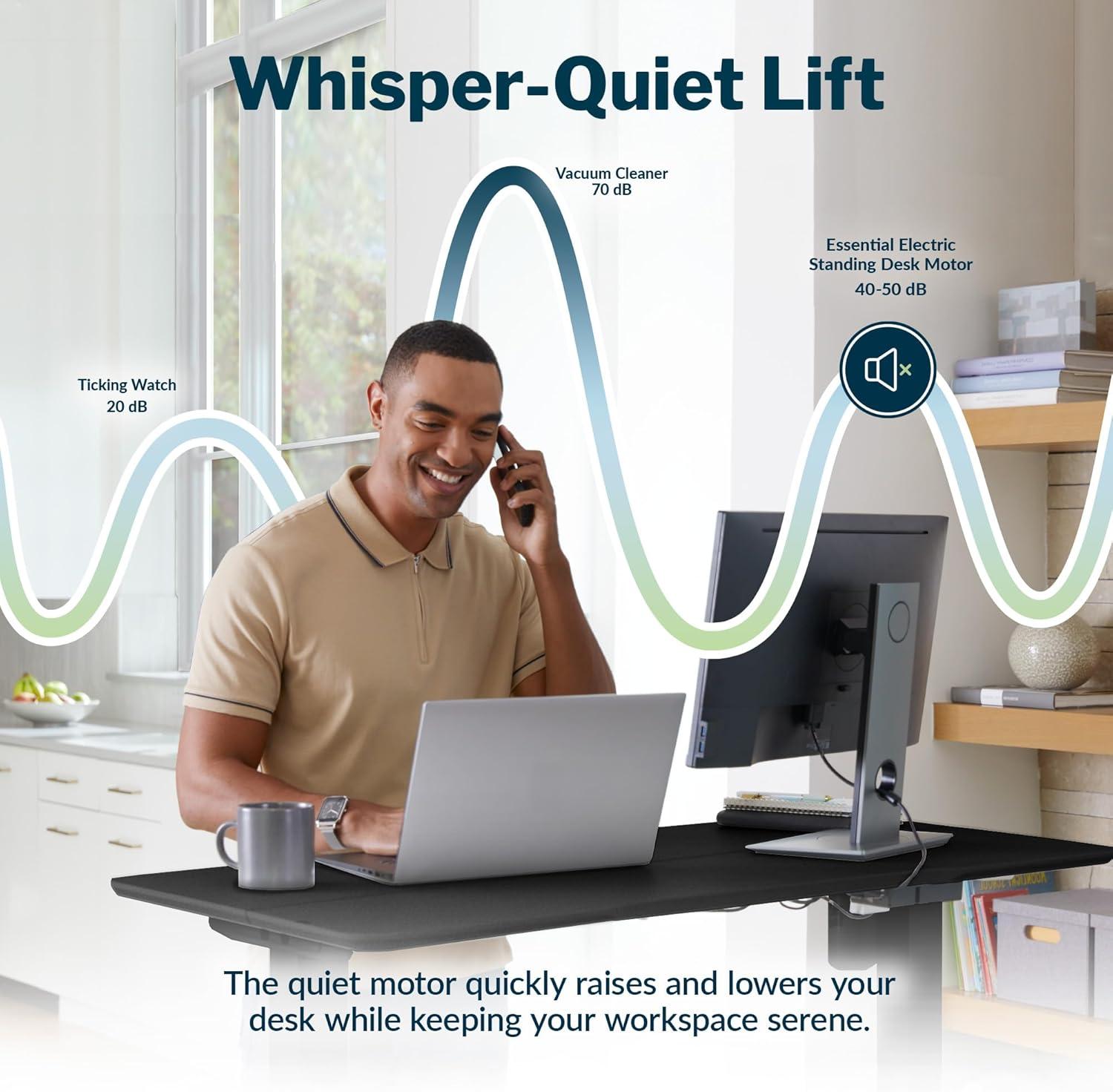 imageVari Essential Electric Standing Desk for Home Office  48x24  White BlackBlack