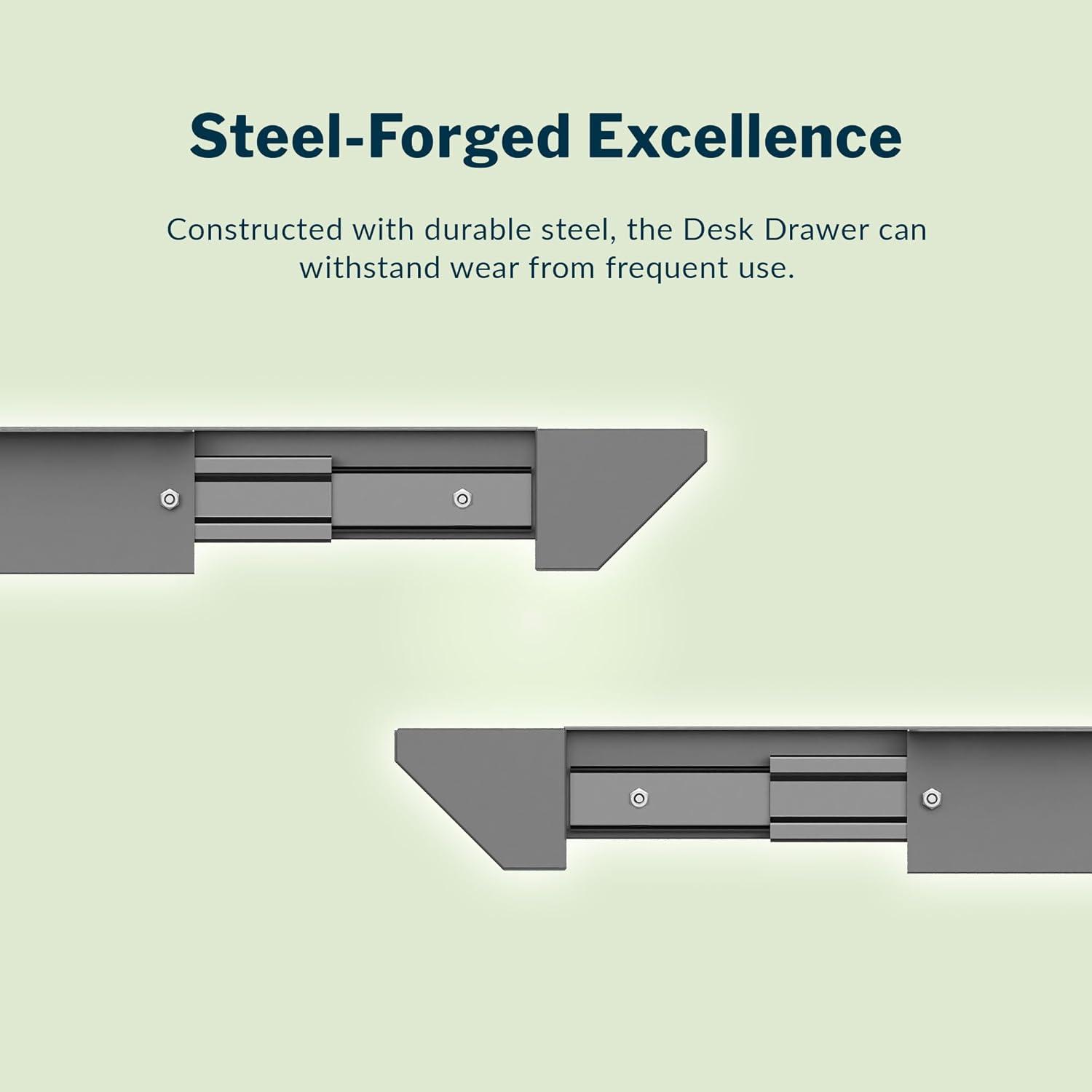 imageVari Steel Under Desk Storage Organizer with Drawer  Slim Hanging File Storage Shelf and Stationary Tray  Easy Assembly  Home Office VariDesk Accessory  Black 1339quot x1 929quot x 945quotUndermount Drawer