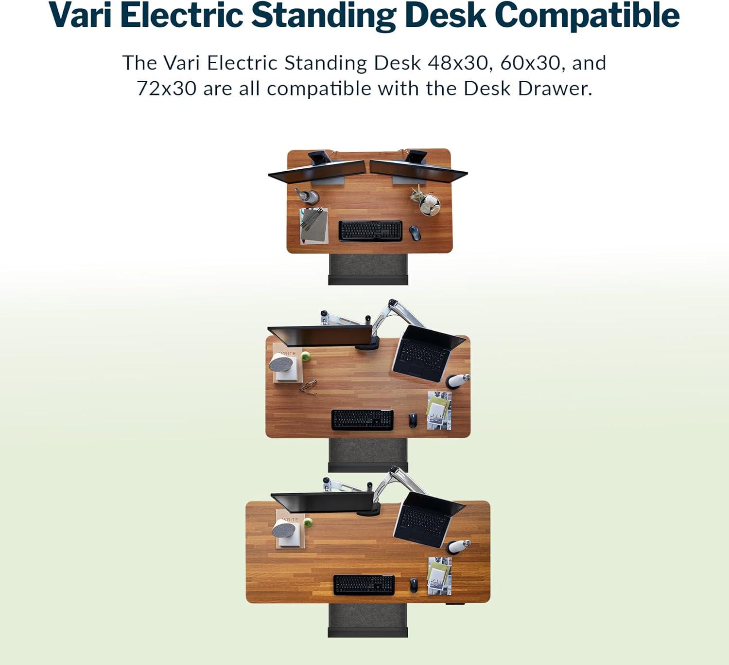 imageVari Steel Under Desk Storage Organizer with Drawer  Slim Hanging File Storage Shelf and Stationary Tray  Easy Assembly  Home Office VariDesk Accessory  Black 1339quot x1 929quot x 945quotUndermount Drawer