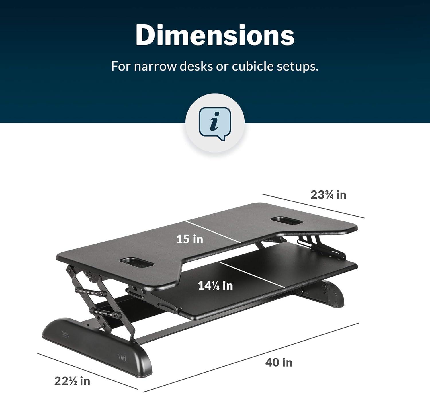 imageVari VariDesk Cube Plus 40  TwoTier Cubicle Standing Desk Converter for Dual Monitors  Adjustable Height with Spring Assisted Lift and Dual Handles  Home Office Use  Fully Assembled BlackBlack