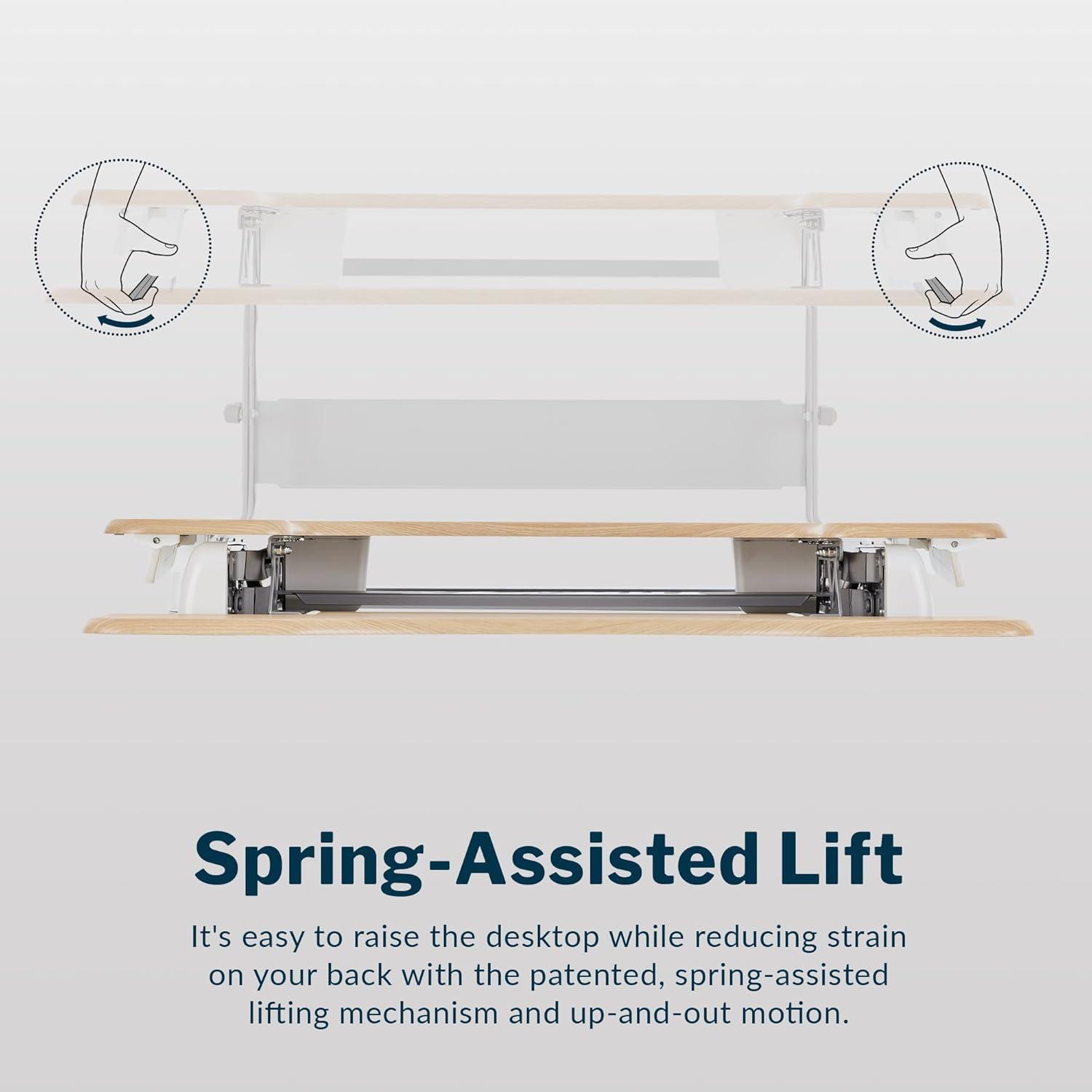 imageVari VariDesk Pro Plus 36 Standing Desk Converter  11 Height Settings  Spring Lift 2 Tier Design Keyboard Tray Fits Desktops 36 Wide x 265quot Deep  Delivers Fully Assembled Light Wood