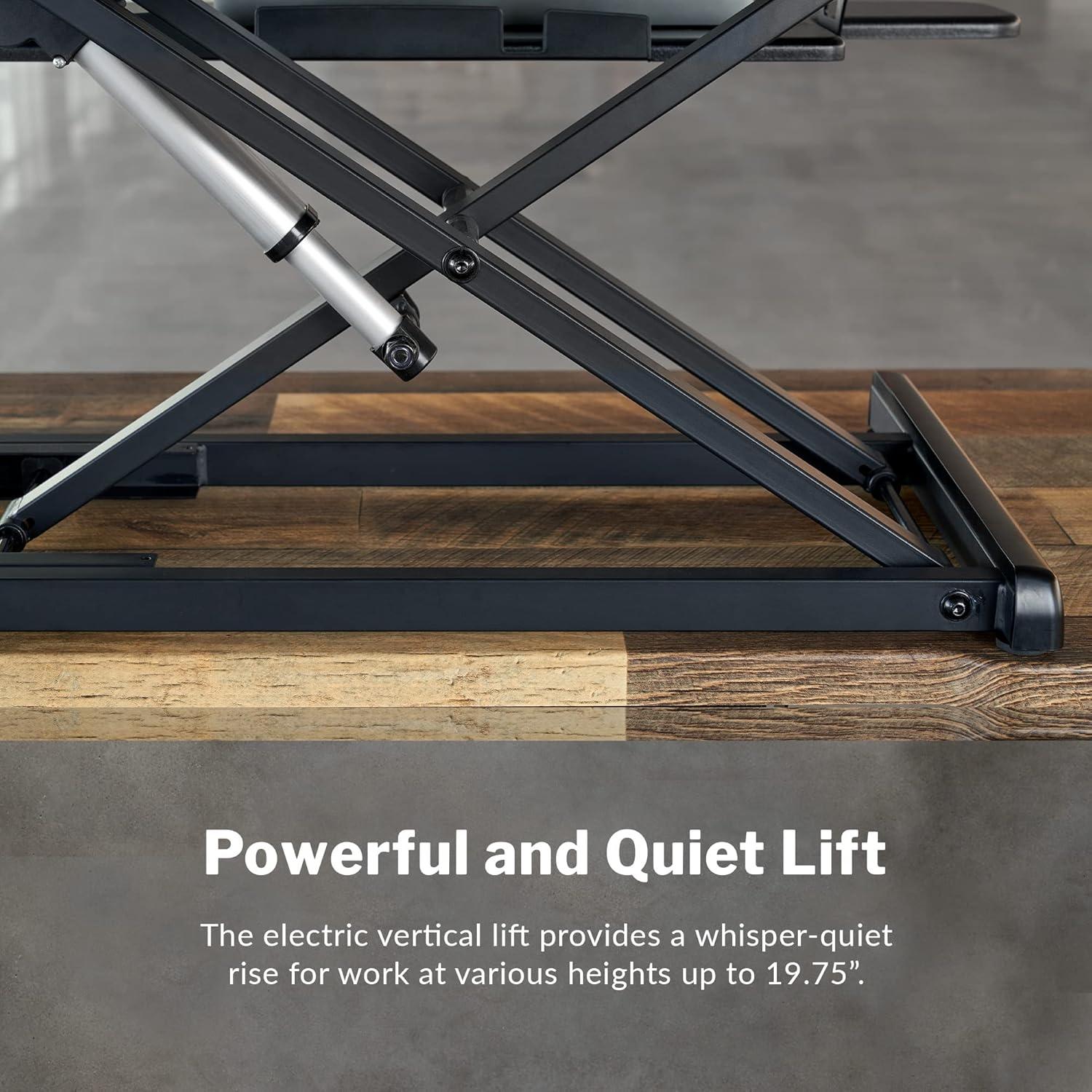 imageVari Varidesk Pro Plus 36 Electric Standing Desk Converter  11 Height Settings  SpringLoader Lift 2 Tier Design Keyboard Tray  Fits Desktops 36 Wide x 265quot Deep  Fully Assembled Black