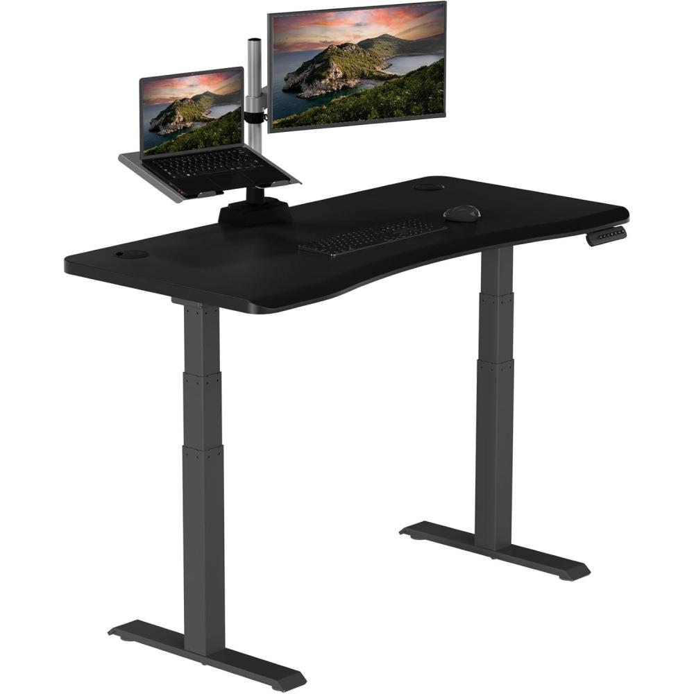 imageVari Ergo 54x26 Electric Standing Desk  Height Adjustable Sit Stand VariDesk  Curved Waterfall Edge 4 Memory Settings Quick Assembly Cable Management 200 lb Capacity  Black 2 Boxes