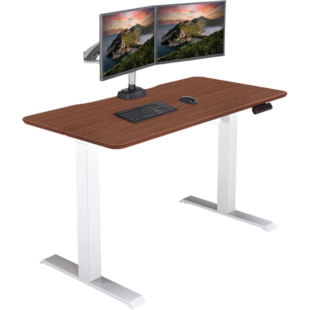 imageVari Essential Electric Standing Desk for Home Office  48x24  White BlackHazel Wood
