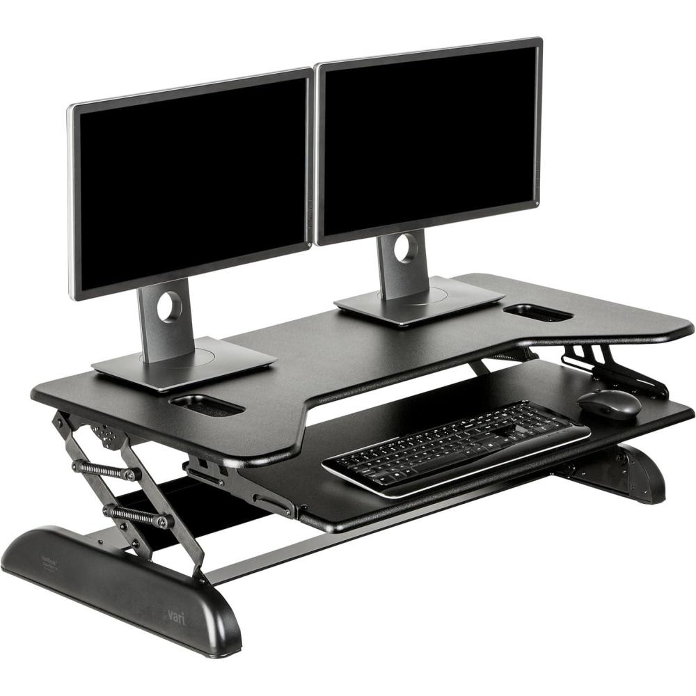 imageVari VariDesk Cube Plus 40  TwoTier Cubicle Standing Desk Converter for Dual Monitors  Adjustable Height with Spring Assisted Lift and Dual Handles  Home Office Use  Fully Assembled BlackBlack