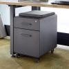 Vari Storage Seat – 2 Drawer Mobile Filing Cabinet for Under Desk Storage – Removable Seat Top – for Home or Office – Lockable Drawers with Heavy-Duty Steel and Roll & Lock Casters – Charcoal Grey