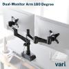 Vari Triple Monitor Arm – VariDesk 3 Computer Monitor Mount Accessory – VESA Compatible Stand with 180 Degree Adjustment – Heavy Duty Articulating Arm – Black(Dual-Monitor Arm 180)