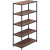 Vari 5-Tier Open Shelf Unit – Laminate Shelving and Steel Frame, Tall Wide Storage Organizer for Home, Office, Living Room – Slim, Sturdy, and Stylish Modern Design – Easy Assembly – Walnut(Walnut)