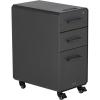 Vari Slim File Cabinet – Three Drawer Office Filing Cabinet, Modern Mobile Pedestal with Heavy-Duty Steel – Lockable Storage with Roll-and-Lock Caster Wheels – Home or Office – Charcoal Grey