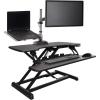 Vari Varidesk Pro Plus 36 Electric Standing Desk Converter – 11 Height Settings + Spring-Loader Lift, 2 Tier Design, Keyboard Tray – Fits Desktops 36” Wide x 26.5″ Deep – Fully Assembled (Black)