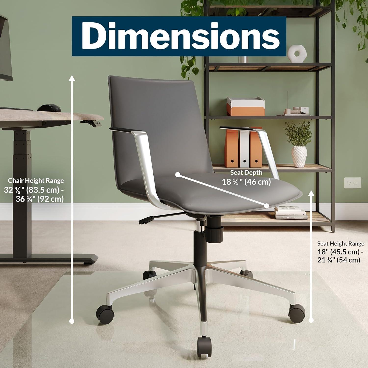 imageVari Summit Executive Desk Chair with Wheels  Sleek Modern Design for Home Office Faux Leather Design Lumbar Support Height Adjustable for SitStand Desks  No Tool Assembly Warm Grey