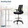 Vari Drafting Chair (VariDesk) – Tall Adjustable Office Chair with Footrest & Rolling Casters – Ergonomic Mesh Back for Lumbar Support – Ideal for Artist, Drafting Desk, or Counter Work – Black
