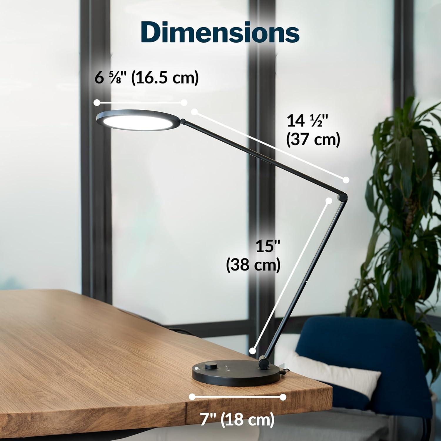 imageVari LED Studio Lamp Varidesk Modern Desk Lamp for Home Office Flexible Positioning Stable Base Three Color Settings Bright Task Lamp Ideal for Study Area and Workspaces