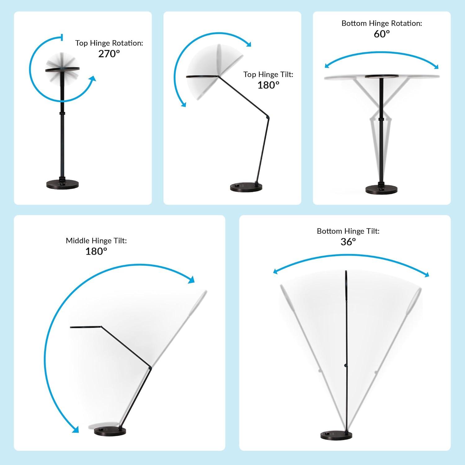 imageVari LED Studio Lamp Varidesk Modern Desk Lamp for Home Office Flexible Positioning Stable Base Three Color Settings Bright Task Lamp Ideal for Study Area and Workspaces