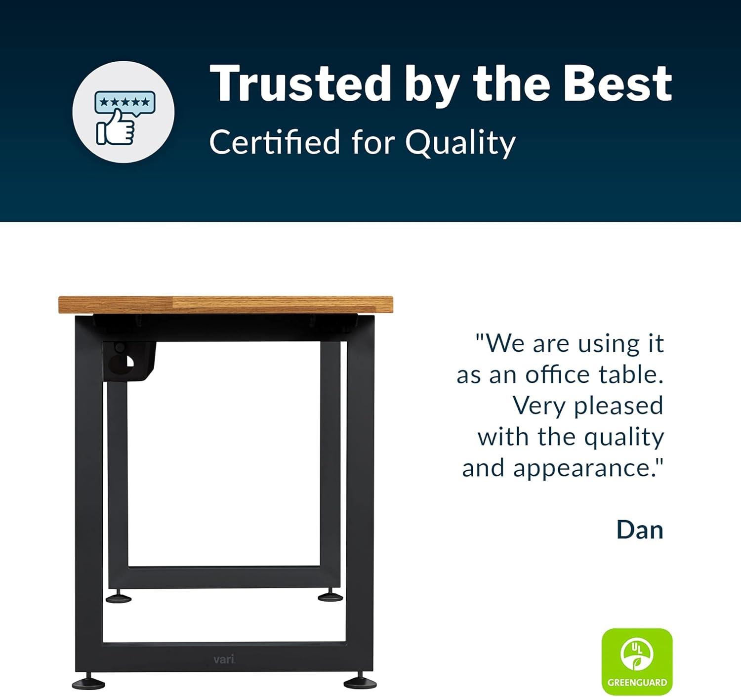 imageVari Table 48x24 Computer Desk with Durable Finish ampamp Builtin Cable Management Tray Modern Furniture for Work or Home Office StandAlone Workstation or Side Table Butcher Block