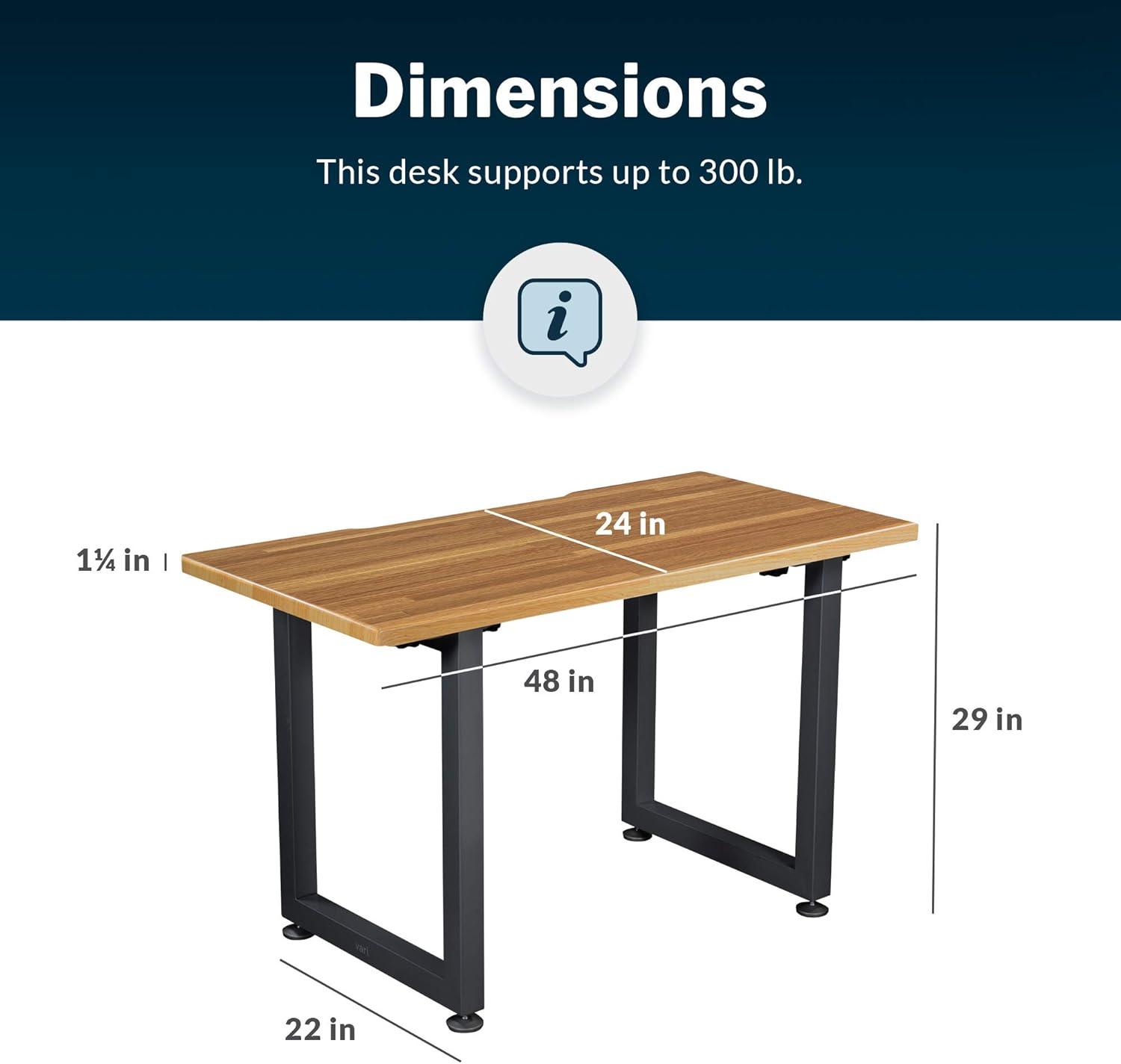 imageVari Table 48x24 Computer Desk with Durable Finish ampamp Builtin Cable Management Tray Modern Furniture for Work or Home Office StandAlone Workstation or Side Table Butcher Block