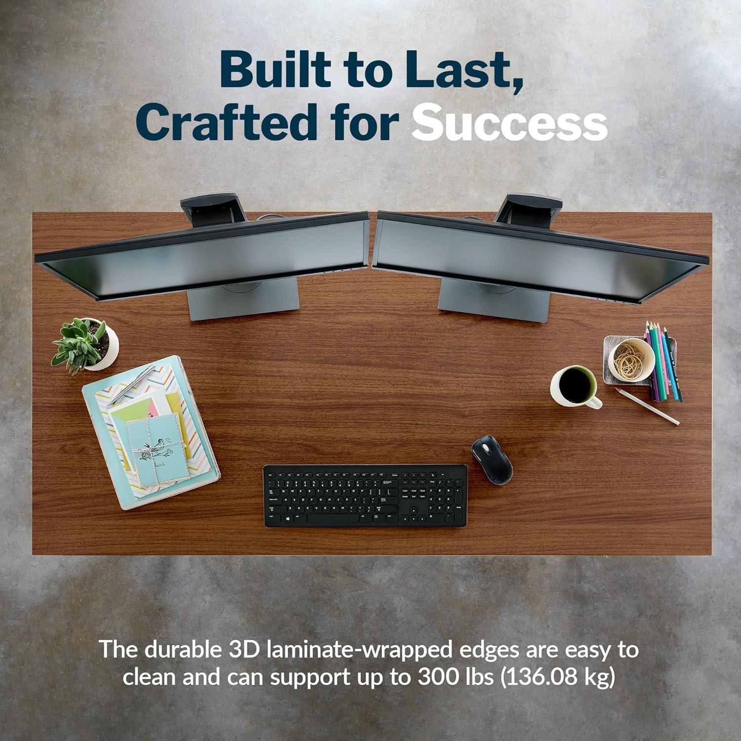 imageVari Table 60x30 Modern Computer Desk with Durable Laminate Finish and Slim Legs Ideal for Gaming Home or Office StandAlone Workstation or Corner Side Table Walnut