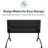 Vari Flip Top Training Table 5′ – Foldable Top and Rolling Casters for Easy Storage and Flexibility – Included Linking Brackets to Connect Tables Together – (Black)