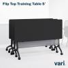 Vari Flip Top Training Table 5′ – Foldable Top and Rolling Casters for Easy Storage and Flexibility – Included Linking Brackets to Connect Tables Together – (Black)
