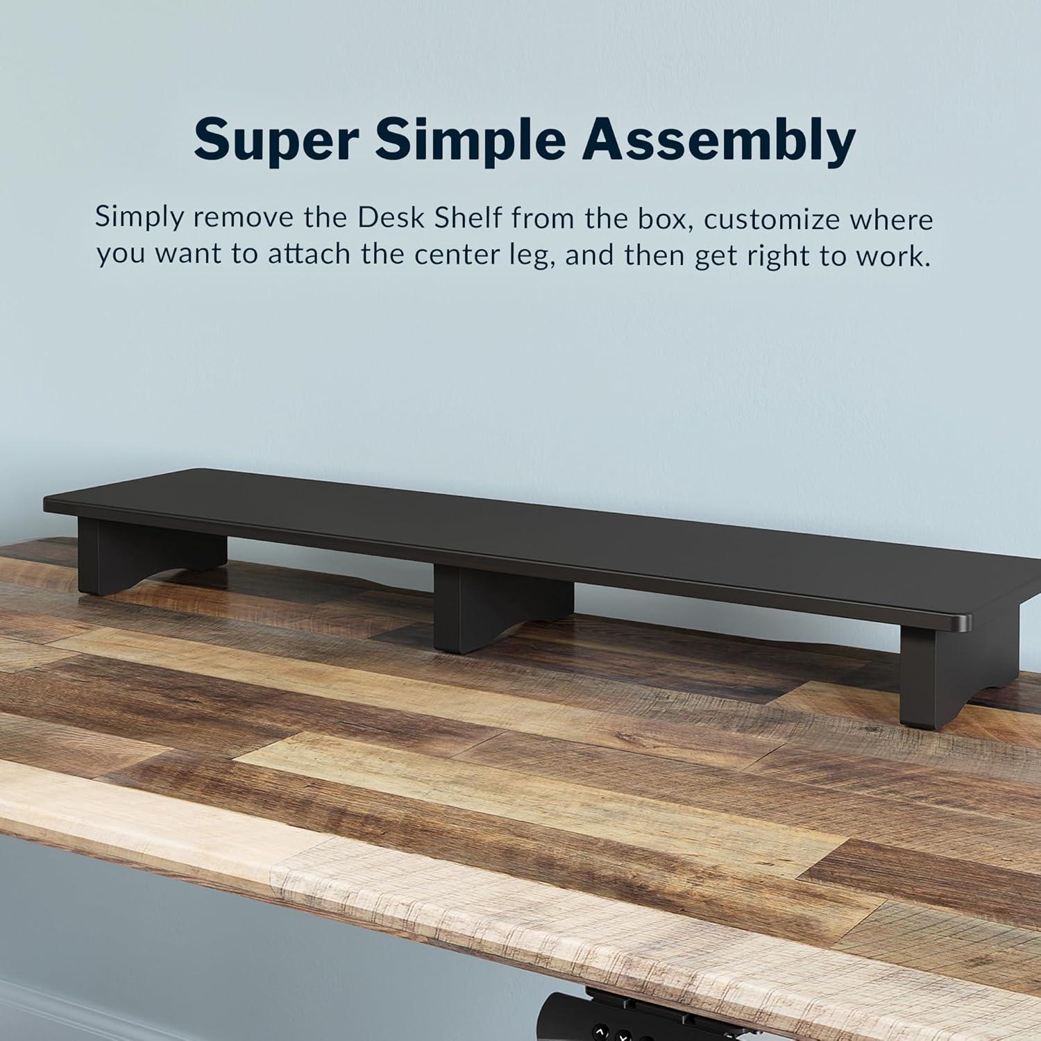 imageVari Modern Monitor Riser Large Dual Monitor Stand Elevated Desk Shelf for Home Office Organization Durable and Lightweight Ideal for Computer and Gaming Setup Black 40x10x4