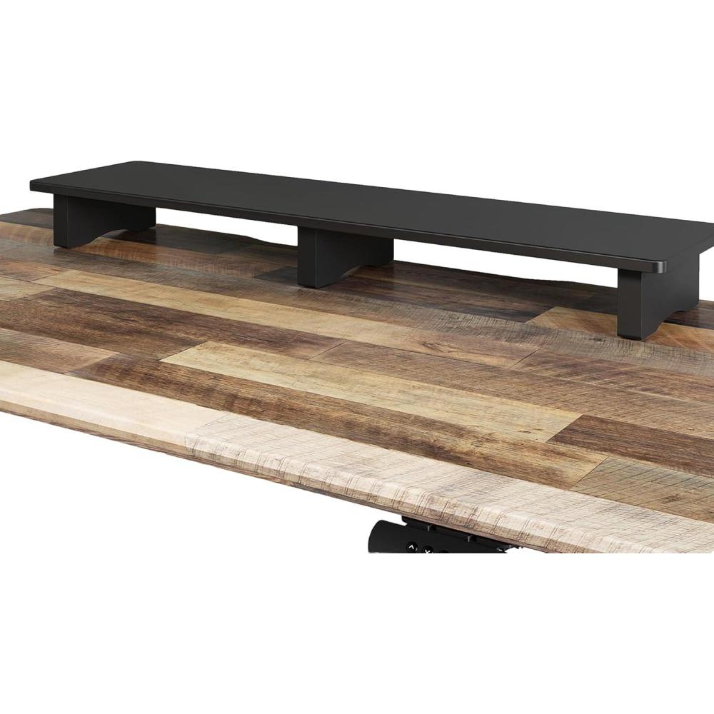 imageVari Modern Monitor Riser  Large Dual Monitor Stand  Elevated Desk Shelf for Home Office Organization  Durable and Lightweight  Ideal for Computer and Gaming Setup  Black 40x10x4