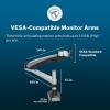 Vari Single Monitor Arm – VESA Monitor Mount w/ 360 Degree Adjustment – Monitor up to 27 inches, 19.8 lbs – Single Monitor Mount with Full Adjustability – Computer Monitor Stand for Home or Office(Dual-Monitor Arm)