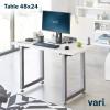 Vari Table 48×24 – Modern Computer Desk with Durable Finish – Built-in Cable Management Tray – Ideal for Gaming, Home, or Office – Stand-Alone Workstation or Corner Side Table – White