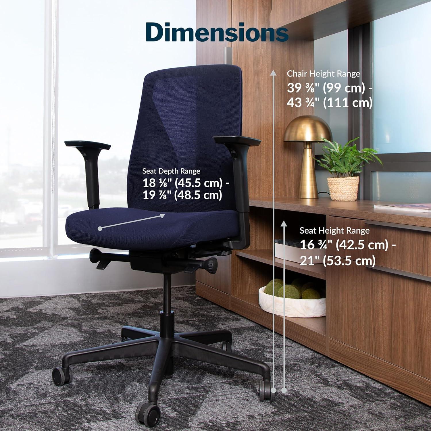 imageVari TempurPedic Ergonomic Office Chair  Mesh Back Desk Chair with Adjustable Lumbar Support Recline Seat Depth ampamp Swivel Wheels for Home Office BlackDeep BlueBlackDeep Blue