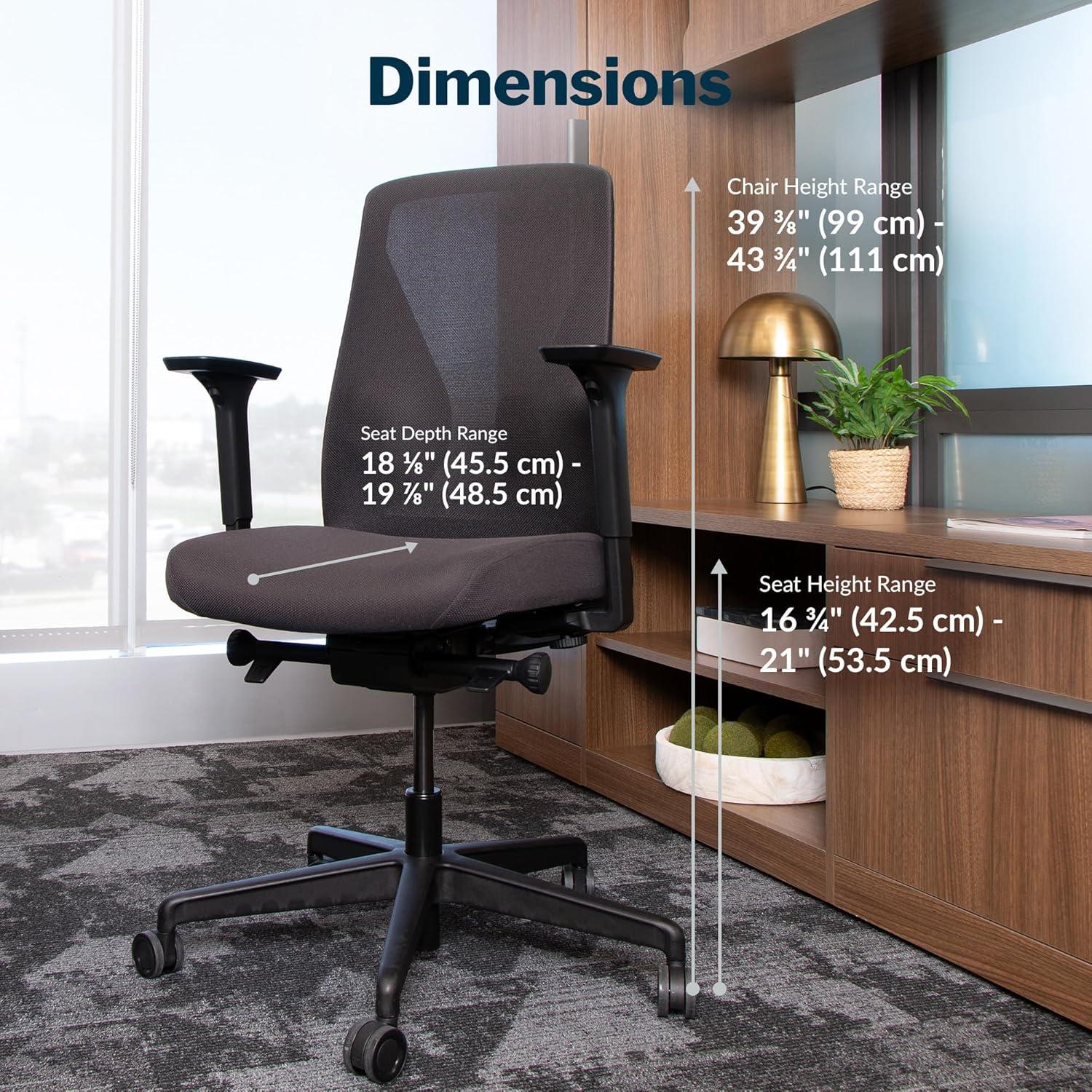 imageVari TempurPedic Ergonomic Office Chair  Mesh Back Desk Chair with Adjustable Lumbar Support Recline Seat Depth ampamp Swivel Wheels for Home Office BlackDeep BlueBlackDark Grey