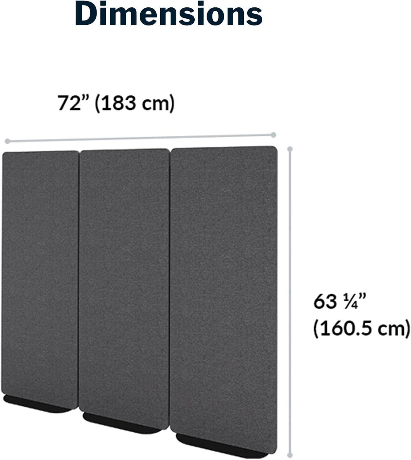 imageVari Privacy Screen Sturdy Modern Three Panel Privacy Partition Great for Home or Office 6325quot H x 72quot W Grey