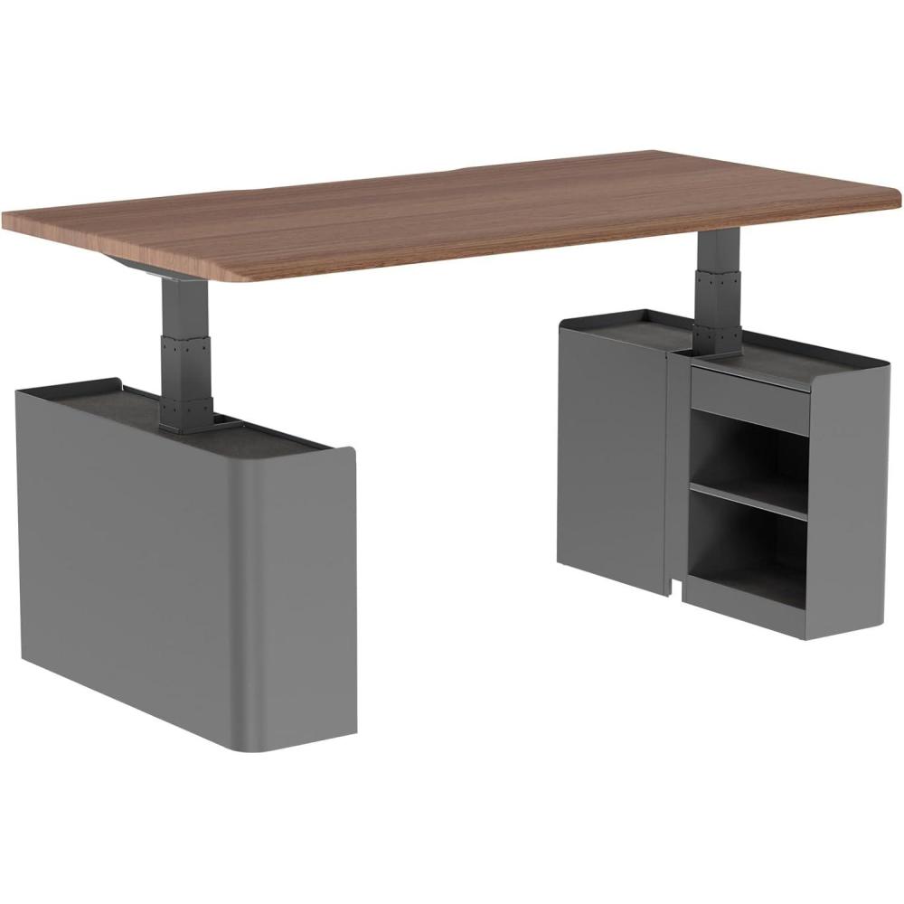 imageVari Standing Desk Cubbies  UnderDesk Storage Organizer with PET FeltLined Shelves Drawer Hook ampamp Cable Management  ToolFree Installation Electric Standing Desks Slate