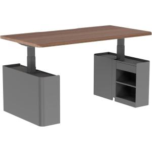 Vari Standing Desk Cubbies – Under-Desk Storage Organizer with PET Felt-Lined Shelves, Drawer, Hook & Cable Management – Tool-Free Installation Electric Standing Desks (Slate)