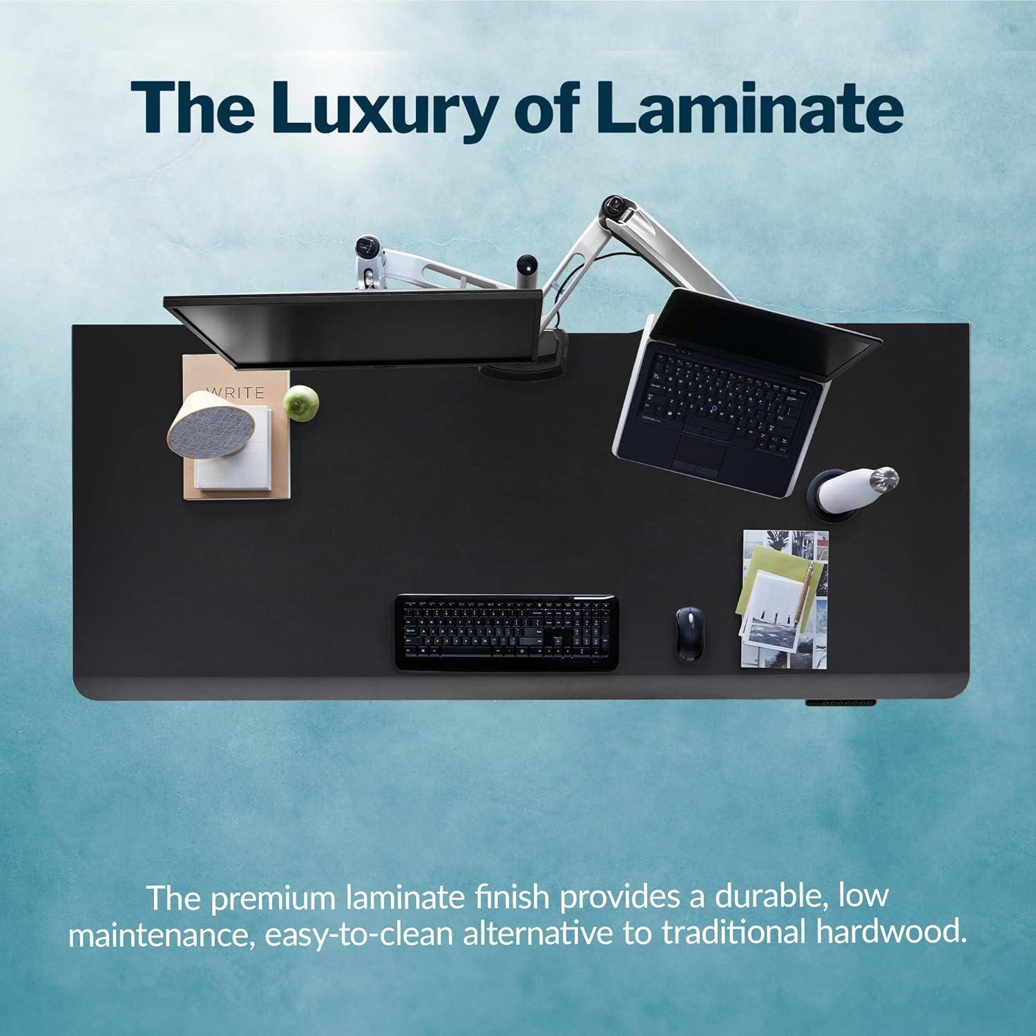 imageVari ComfortEdge Electric Height Adjustable Standing Desk 40x26 Varidesk SitStand Desk for Home Office Sloped Ergonomic Front Edge Stable Legs Easy Assembly 2 Boxes Walnut TopWhite LegsBlack Top Slate Legs