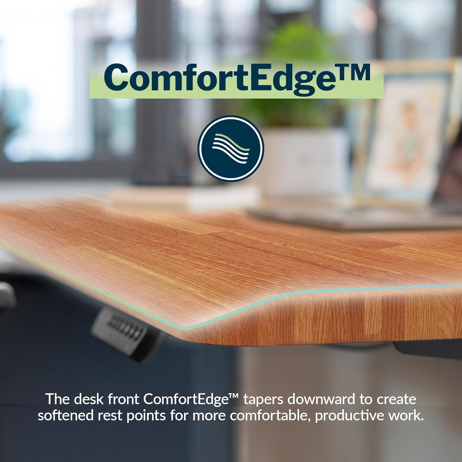 imageVari ComfortEdge Electric Height Adjustable Standing Desk 40x26 Varidesk SitStand Desk for Home Office Sloped Ergonomic Front Edge Stable Legs Easy Assembly 2 Boxes Walnut TopWhite LegsButcher Block Top Slate Legs