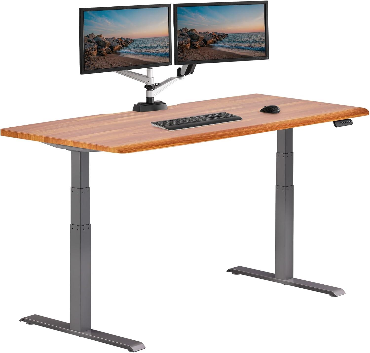 imageVari ComfortEdge Electric Height Adjustable Standing Desk 40x26 Varidesk SitStand Desk for Home Office Sloped Ergonomic Front Edge Stable Legs Easy Assembly 2 Boxes Walnut TopWhite LegsButcher Block Top Slate Legs