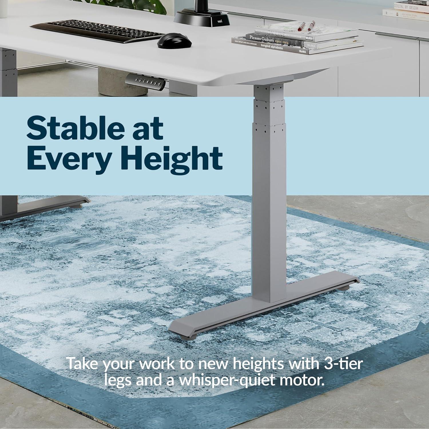 imageVari ComfortEdge Electric Height Adjustable Standing Desk 40x26 Varidesk SitStand Desk for Home Office Sloped Ergonomic Front Edge Stable Legs Easy Assembly 2 Boxes Walnut TopWhite LegsWhite Top Silver Legs