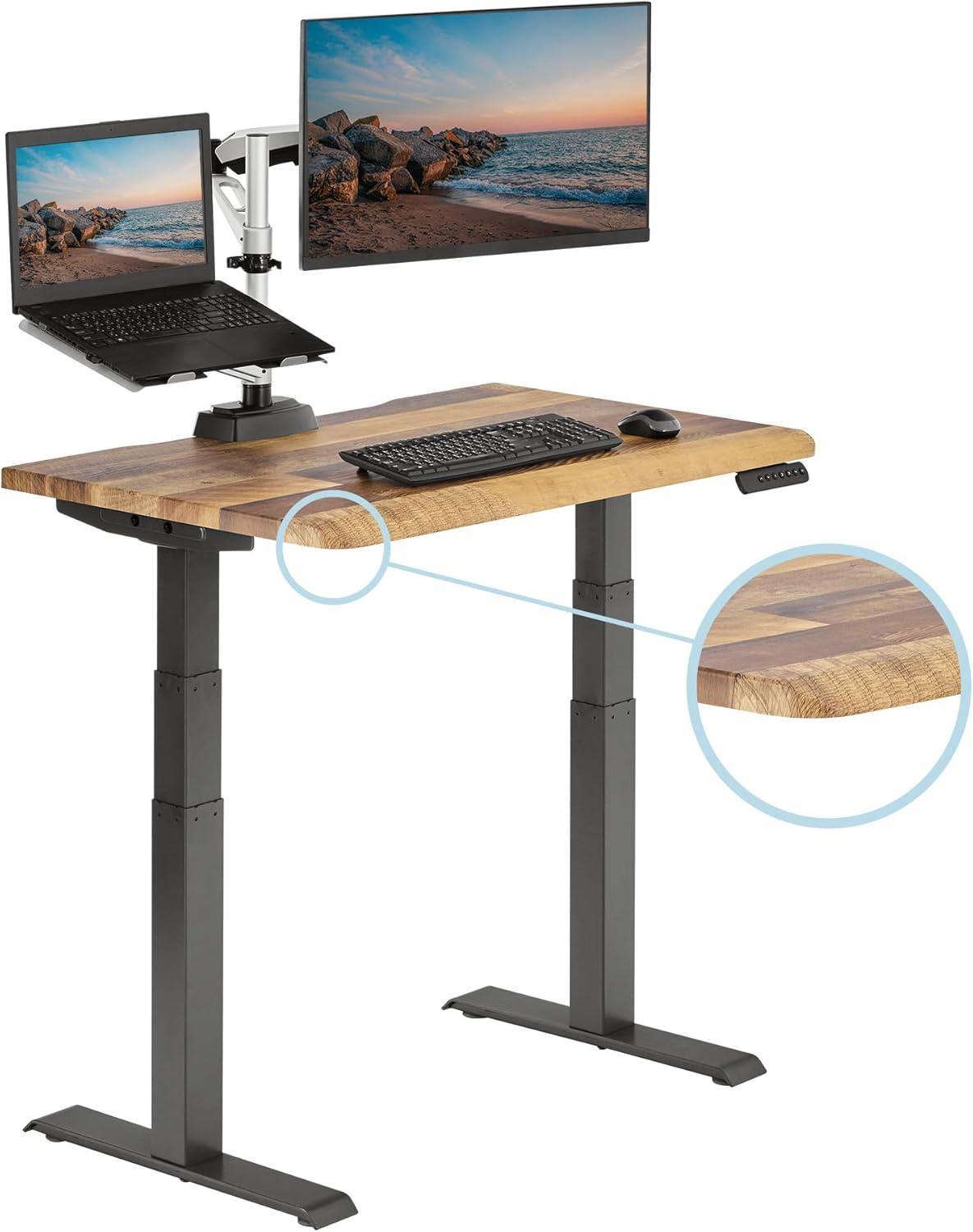 imageVari ComfortEdge Electric Height Adjustable Standing Desk 40x26 Varidesk SitStand Desk for Home Office Sloped Ergonomic Front Edge Stable Legs Easy Assembly 2 Boxes Walnut TopWhite LegsReclaimed Wood Top Slate Legs
