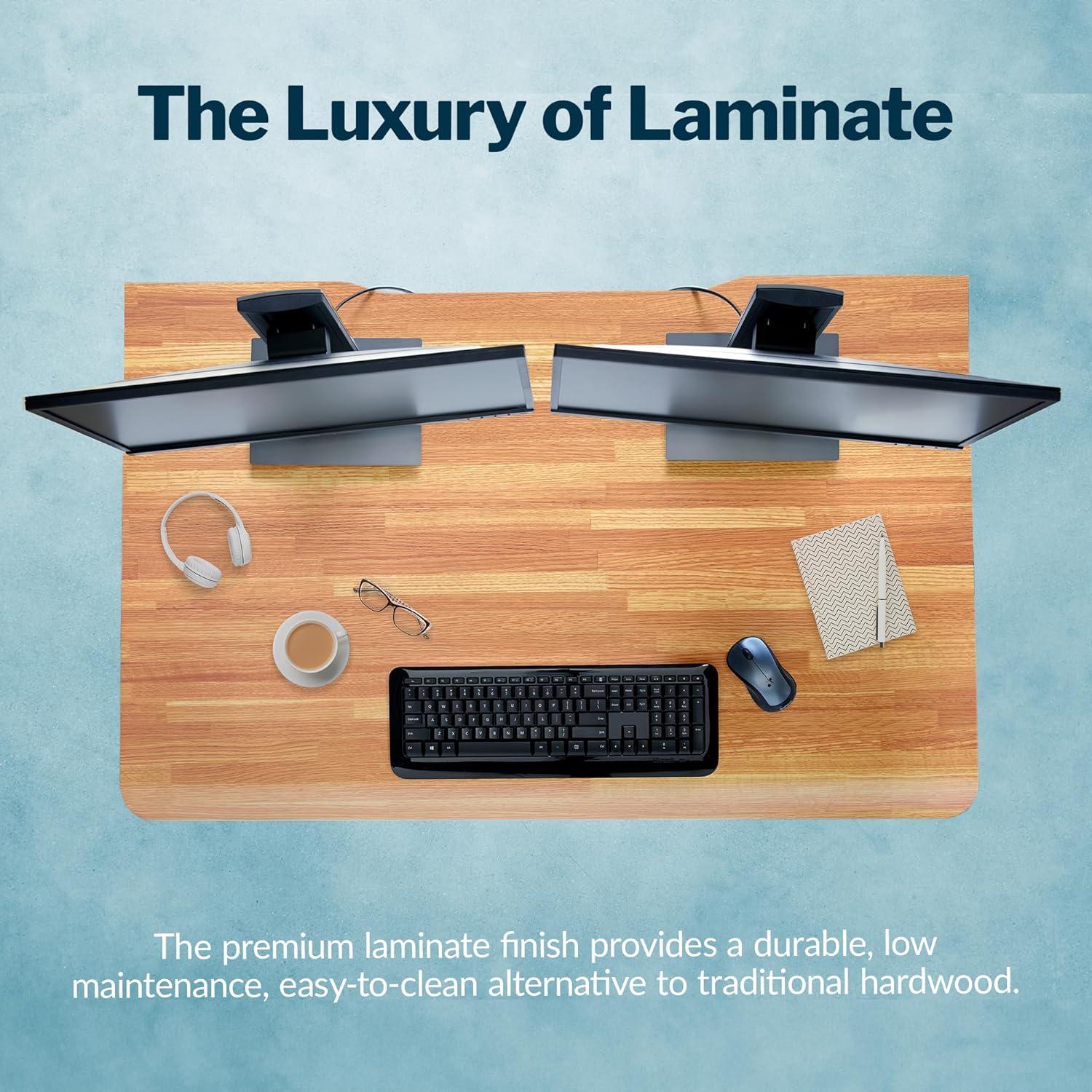 imageVari ComfortEdge Electric Height Adjustable Standing Desk 40x26 Varidesk SitStand Desk for Home Office Sloped Ergonomic Front Edge Stable Legs Easy Assembly 2 Boxes Walnut TopWhite LegsButcher Block Top Slate Legs